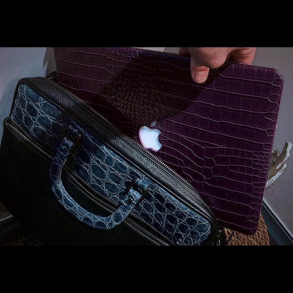 Exotic Crocodile Skinned Bag Dyed Blue Used - Picture 5 of 8